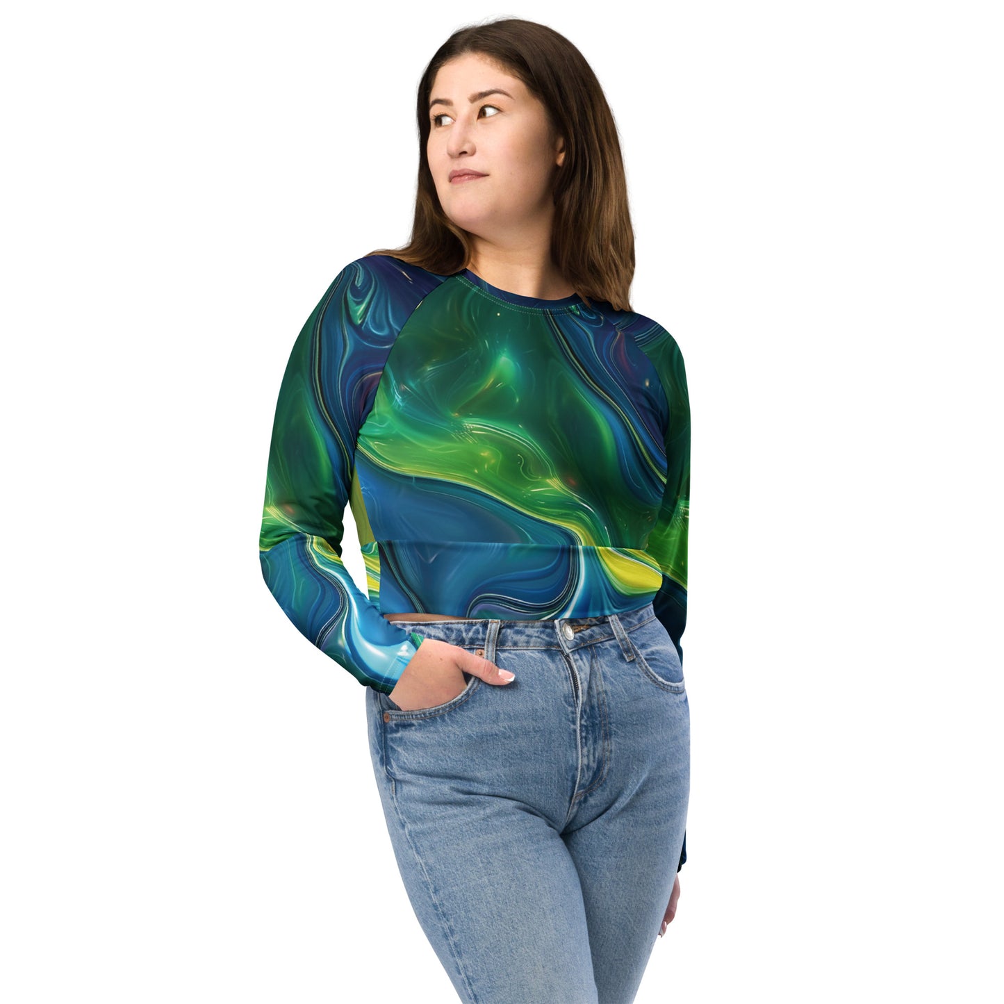 Acid Drip Recycled long-sleeve crop top